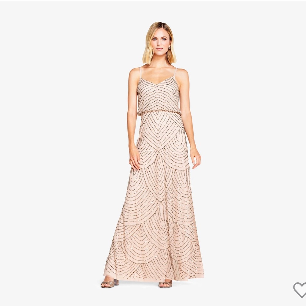 Adrianna Papell Bridesmaid beaded blouse gown - champagne